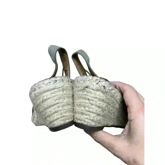 Clarks Artisan‎ Leather Petrina Gail Espadrille Wedge Sandal Sage Color - Picture 9 of 11